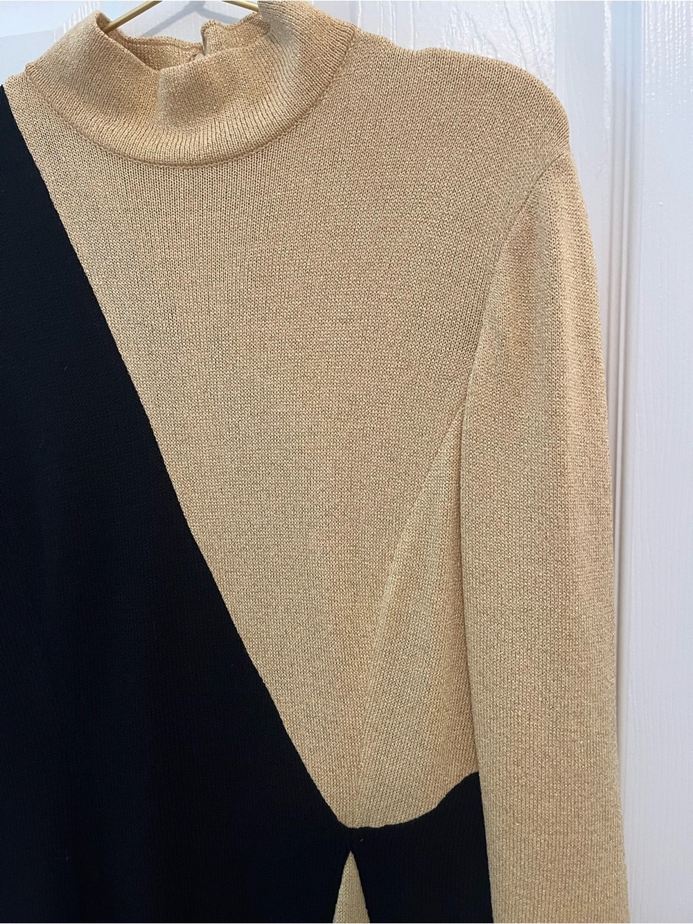 St. John Evening by Marie Gray Vintage Black & Gold Metallic Knit Maxi Dress - Picture 11 of 16